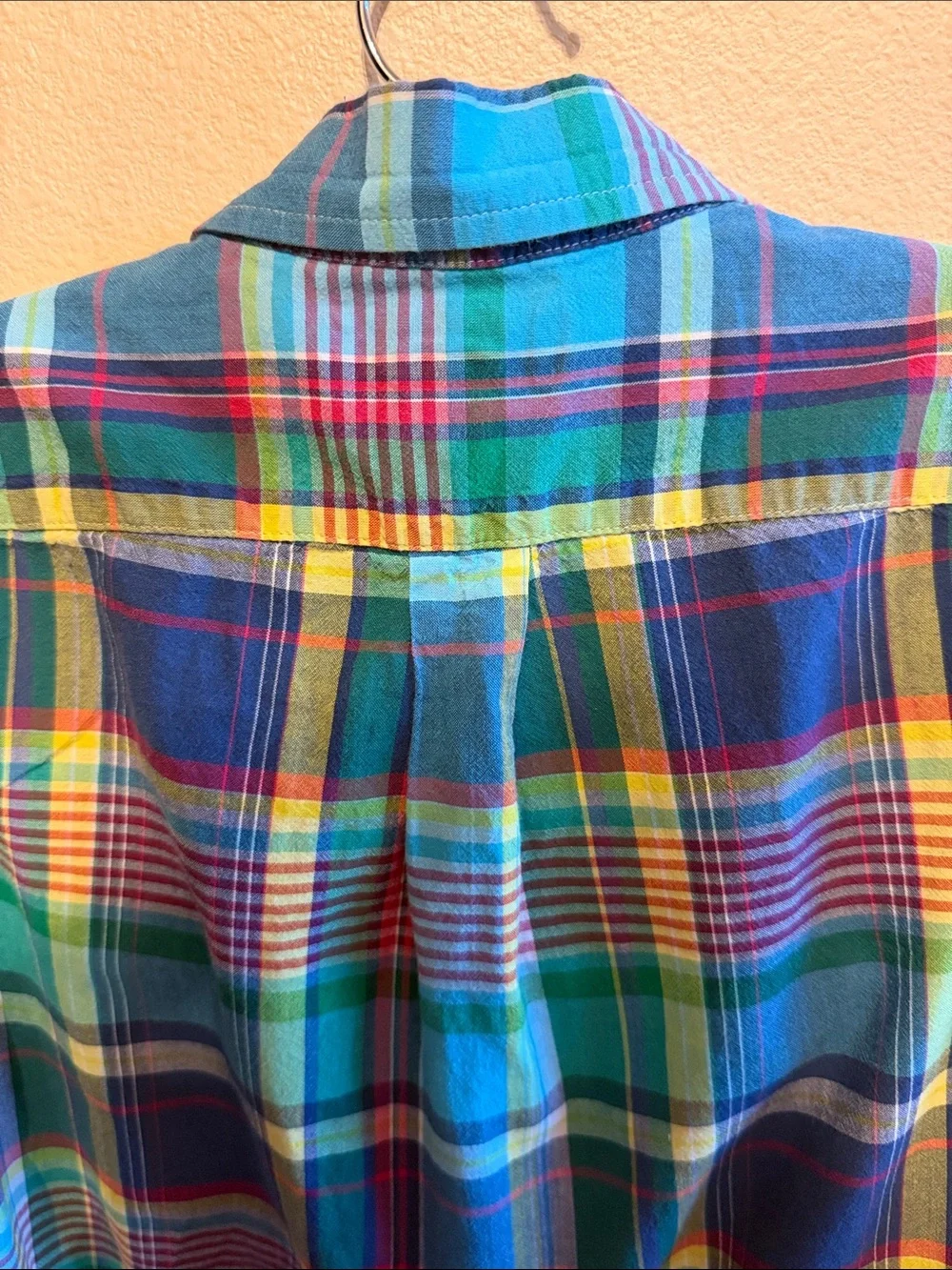 Ralph Lauren Boys Short-Sleeve Plaid Button-Down - Blue, Green & Yellow